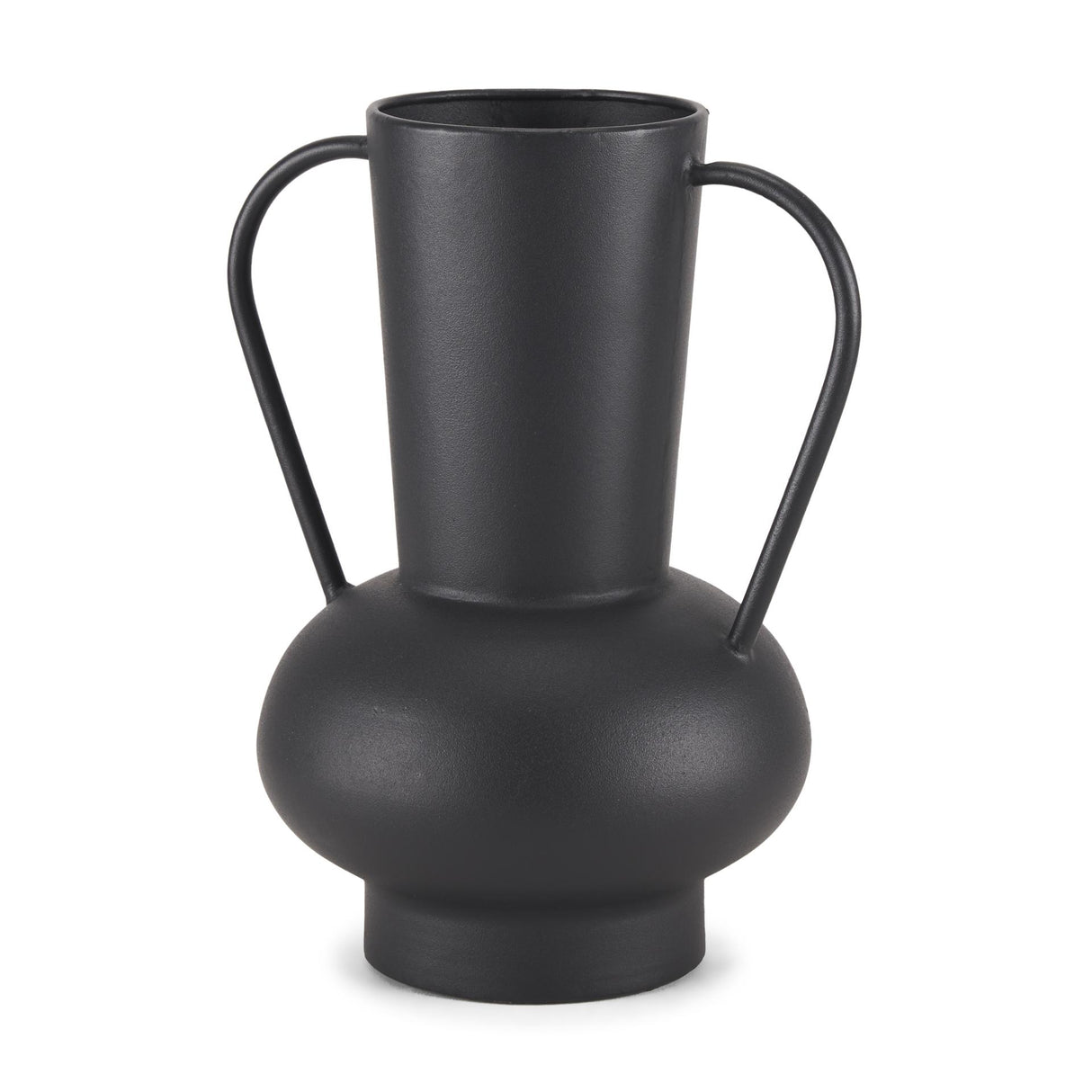 Mercana Tasya Large Matte Black w/ Handles Metal Vase