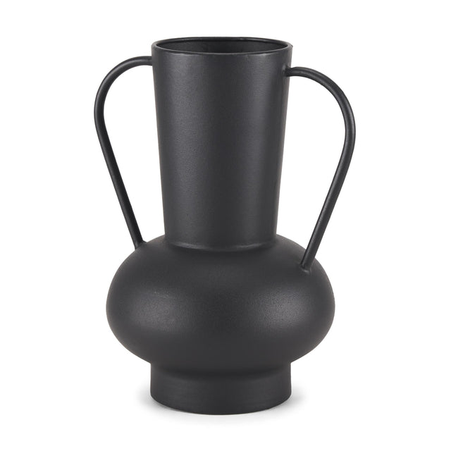 Mercana Tasya Large Matte Black w/ Handles Metal Vase