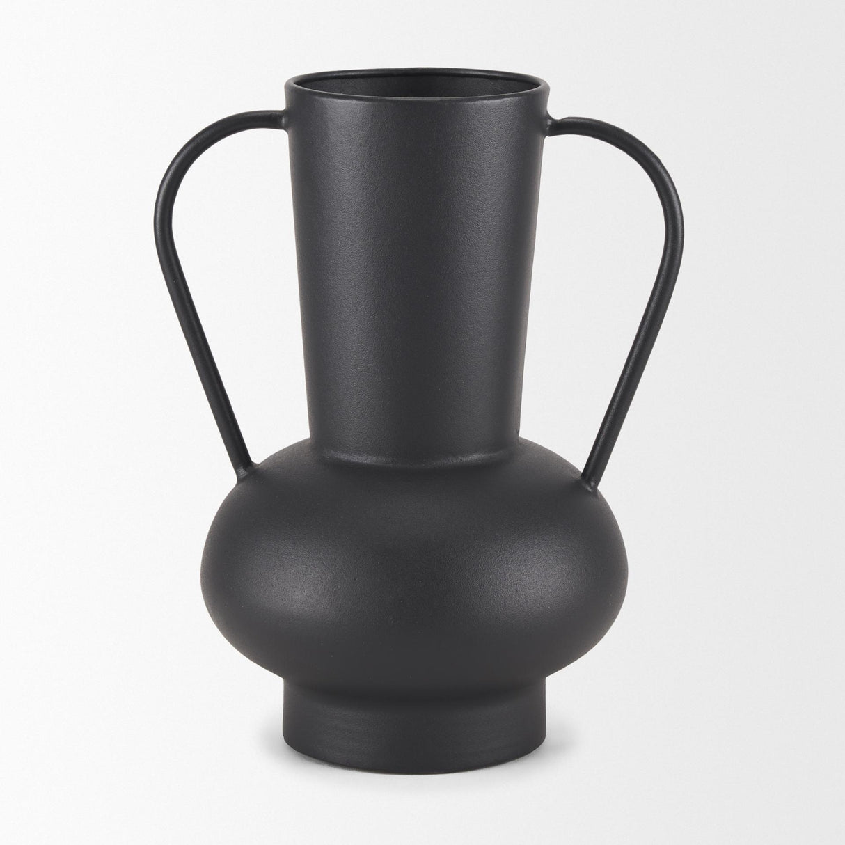Mercana Tasya Large Matte Black w/ Handles Metal Vase