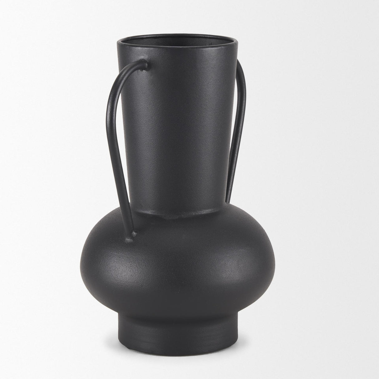 Mercana Tasya Large Matte Black w/ Handles Metal Vase