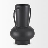 Mercana Tasya Large Matte Black w/ Handles Metal Vase