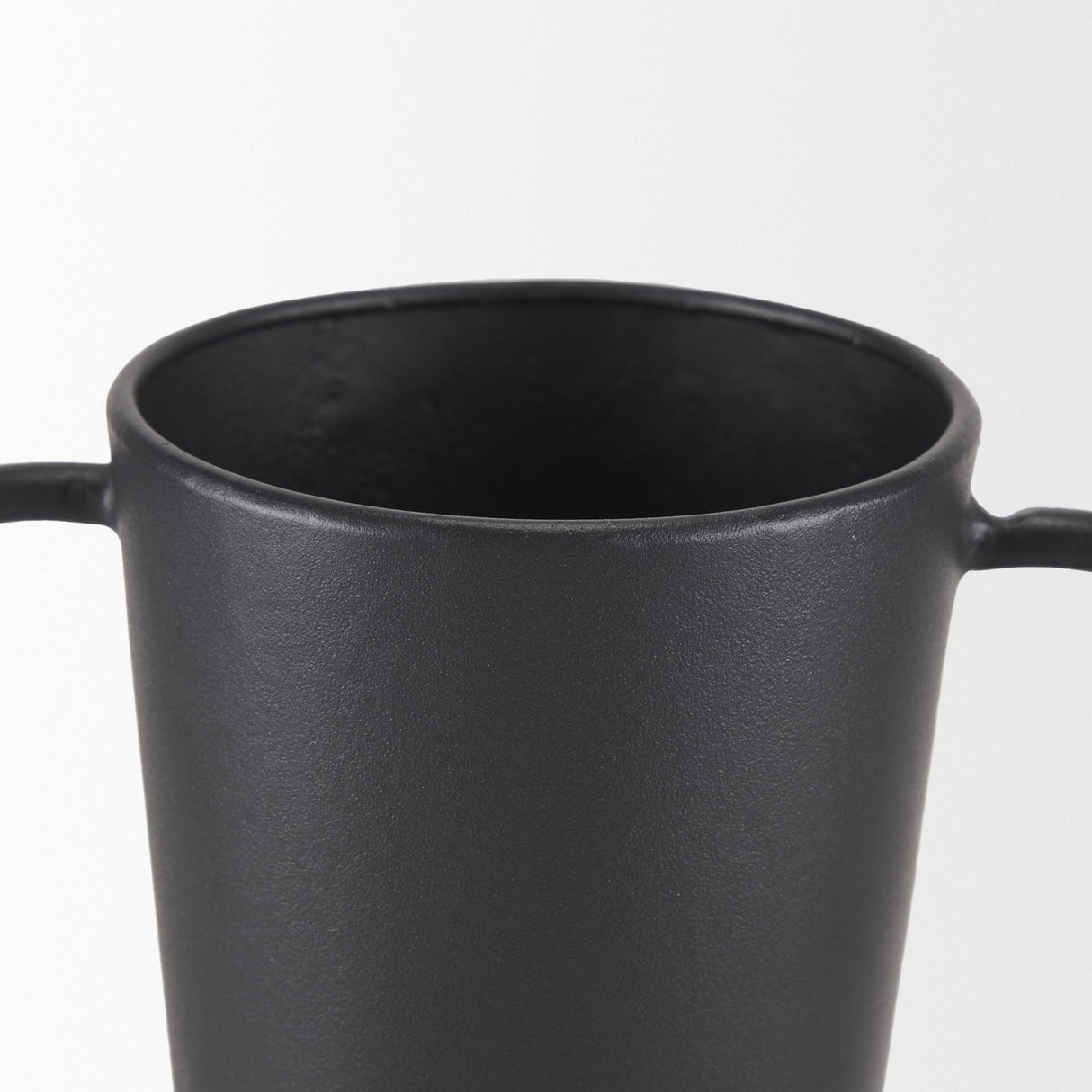 Mercana Tasya Large Matte Black w/ Handles Metal Vase
