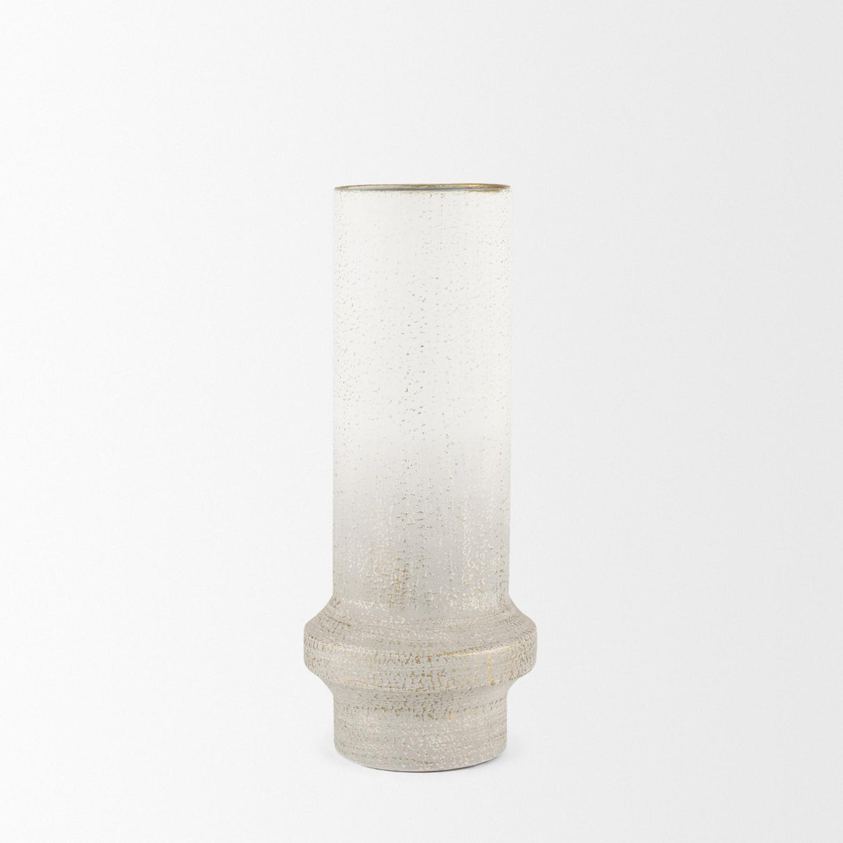 Mercana Tovah Medium Textured White w/ Gold Metal Vase