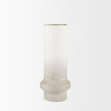 Mercana Tovah Medium Textured White w/ Gold Metal Vase