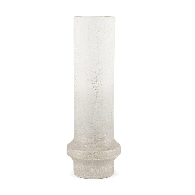 Mercana Tovah Tall Textured White w/ Gold Metal Vase