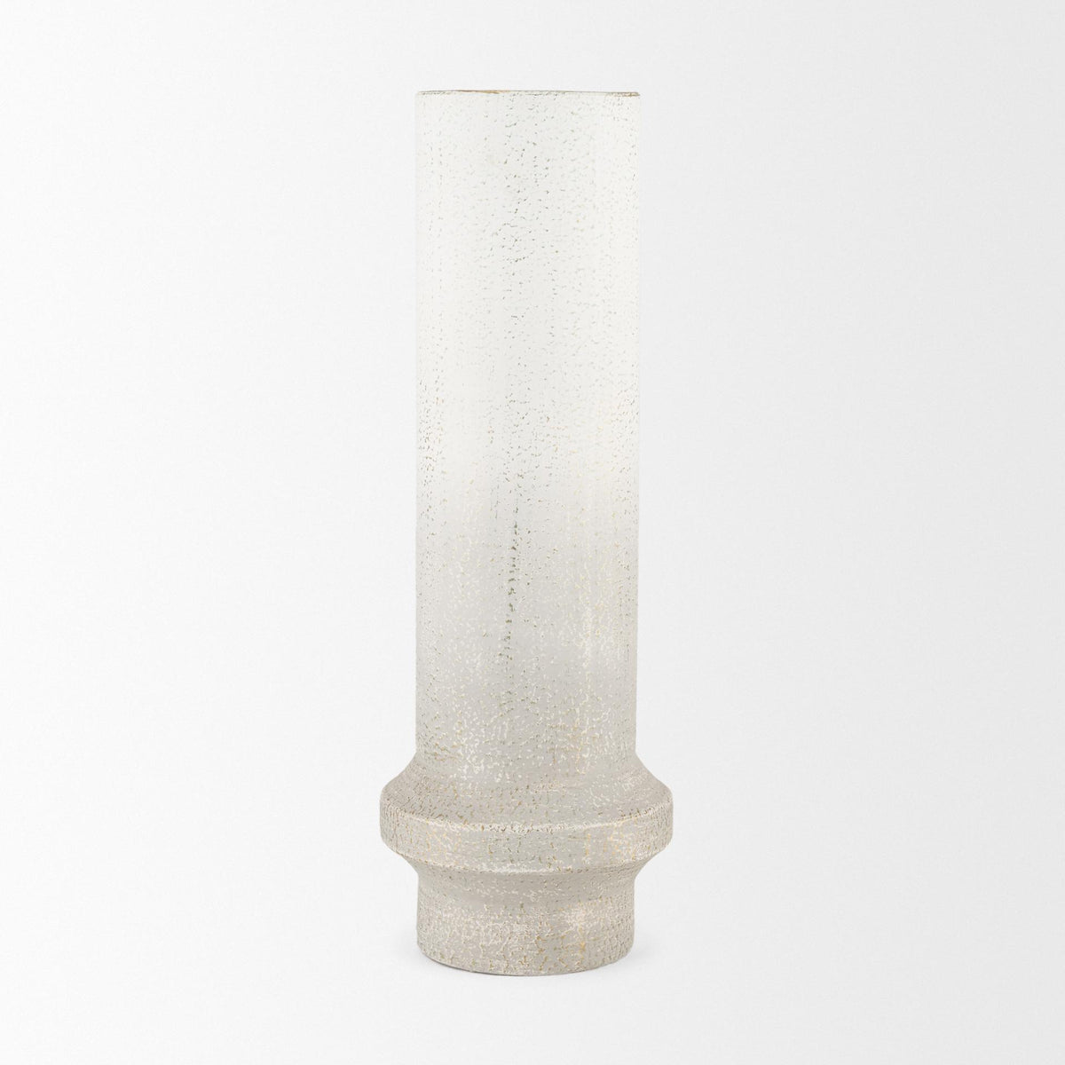Mercana Tovah Tall Textured White w/ Gold Metal Vase