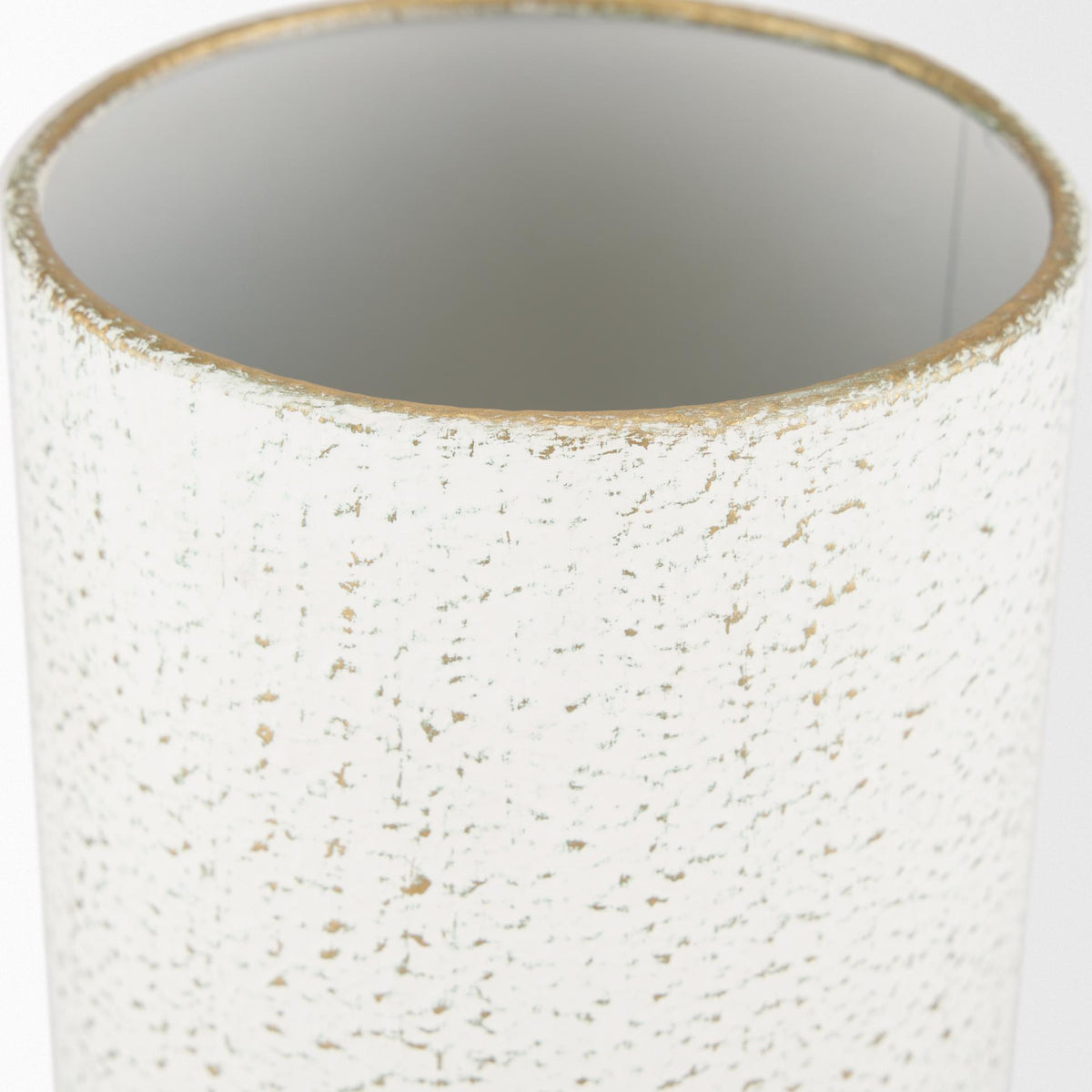 Mercana Tovah Tall Textured White w/ Gold Metal Vase