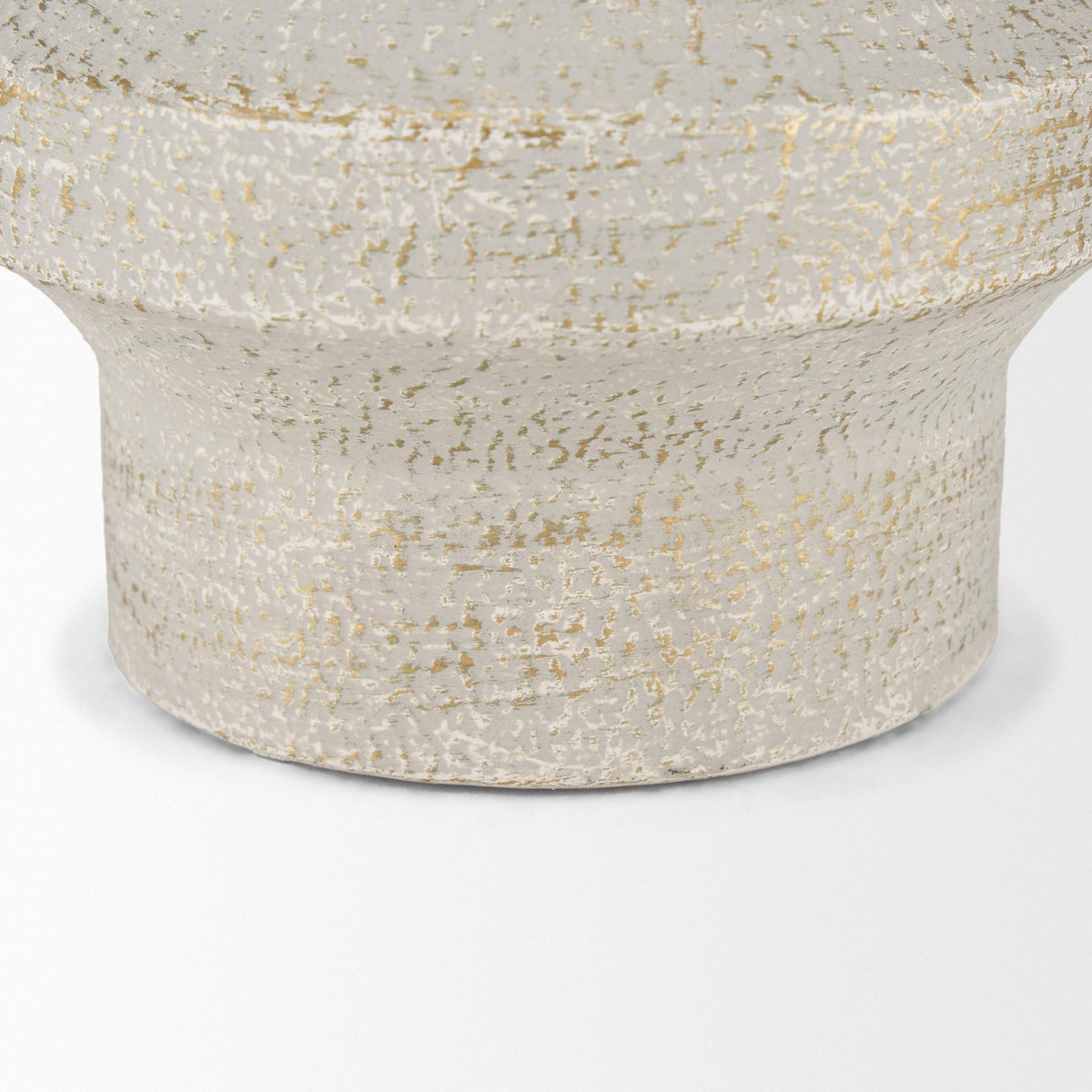 Mercana Tovah Tall Textured White w/ Gold Metal Vase