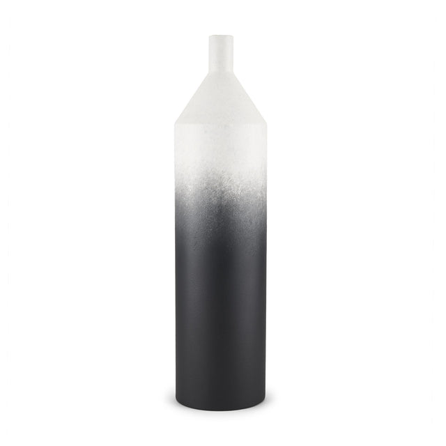 Mercana Townley Tall White w/ Black Ombre Metal Vase