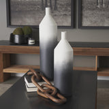 Mercana Townley Tall White w/ Black Ombre Metal Vase