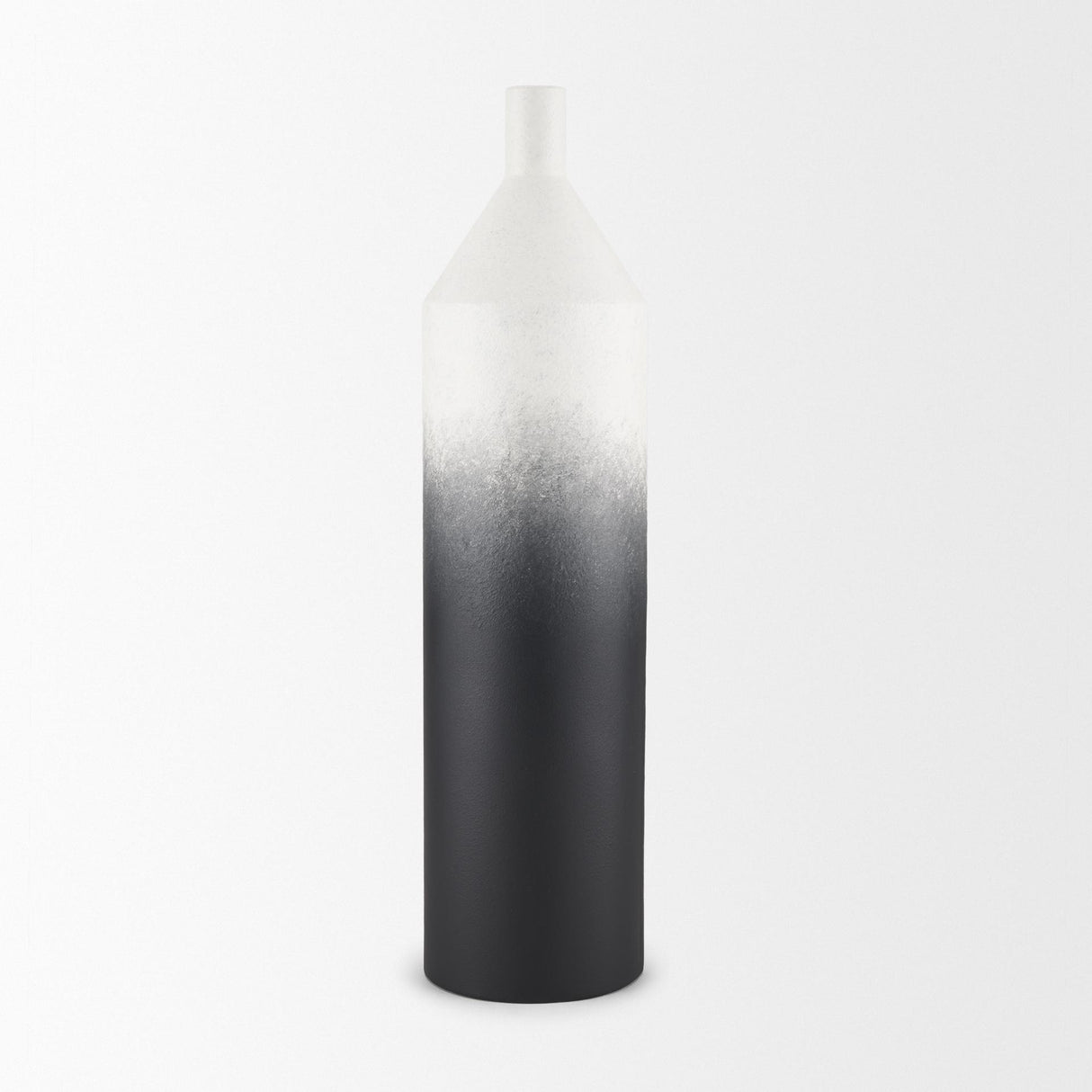 Mercana Townley Tall White w/ Black Ombre Metal Vase