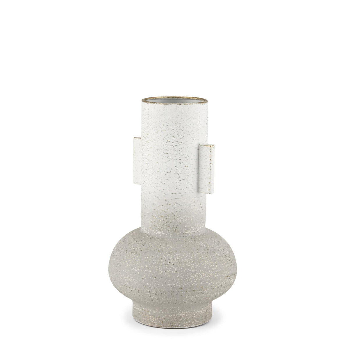 Mercana Torres Small Textured Off White w/ Gold Metal Vase