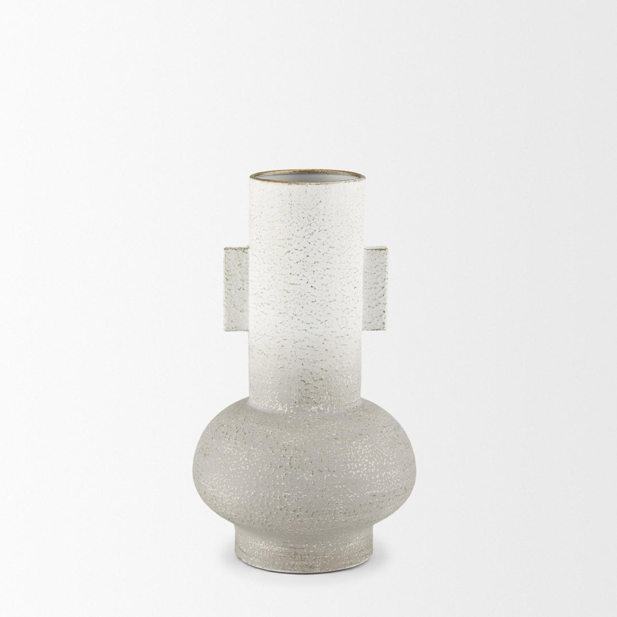 Mercana Torres Small Textured Off White w/ Gold Metal Vase