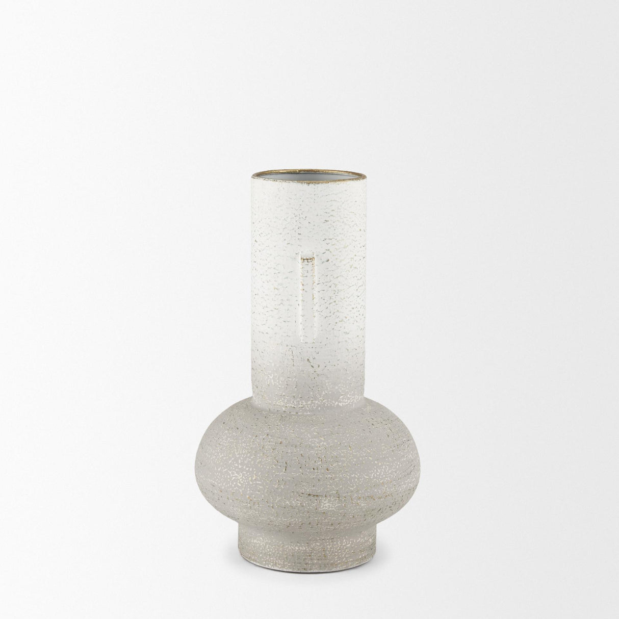 Mercana Torres Small Textured Off White w/ Gold Metal Vase