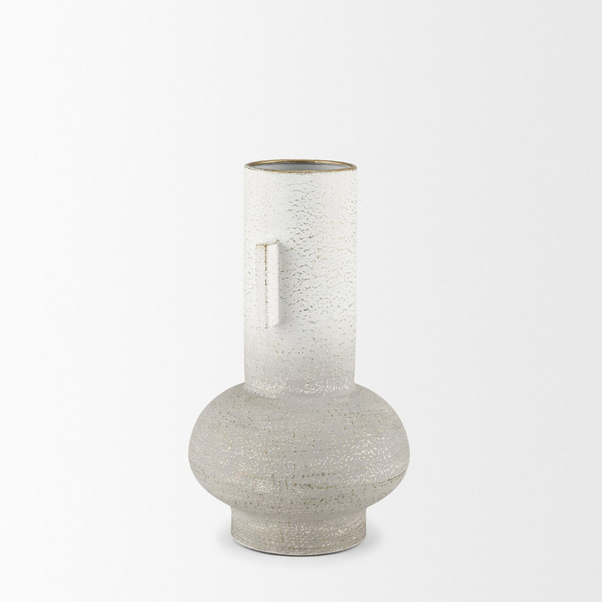 Mercana Torres Small Textured Off White w/ Gold Metal Vase