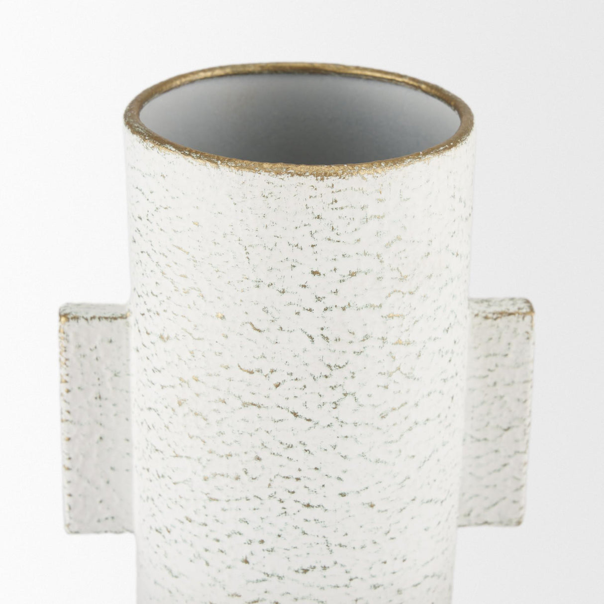 Mercana Torres Small Textured Off White w/ Gold Metal Vase