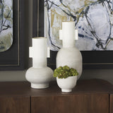 Mercana Torres Tall Textured Off White w/ Gold Metal Vase