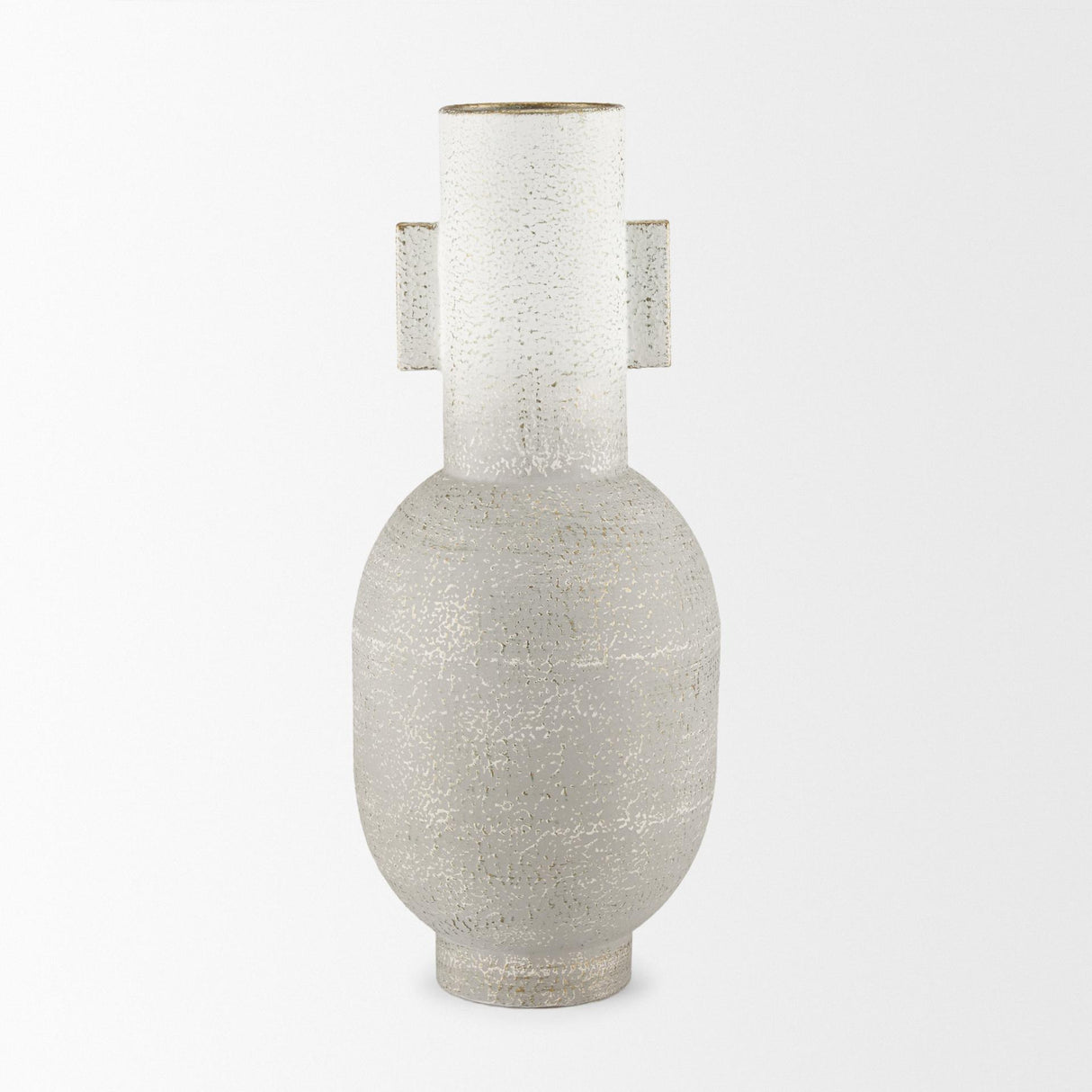 Mercana Torres Tall Textured Off White w/ Gold Metal Vase