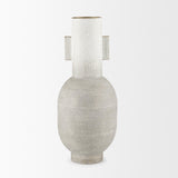 Mercana Torres Tall Textured Off White w/ Gold Metal Vase