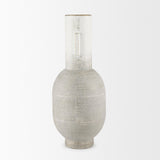 Mercana Torres Tall Textured Off White w/ Gold Metal Vase