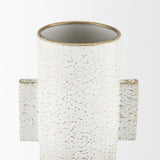 Mercana Torres Tall Textured Off White w/ Gold Metal Vase
