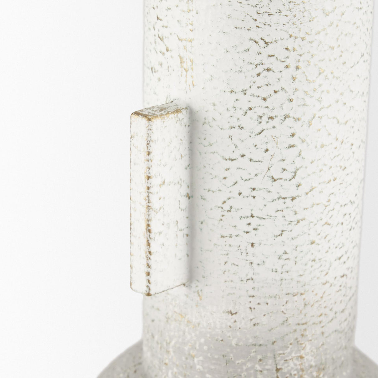 Mercana Torres Tall Textured Off White w/ Gold Metal Vase