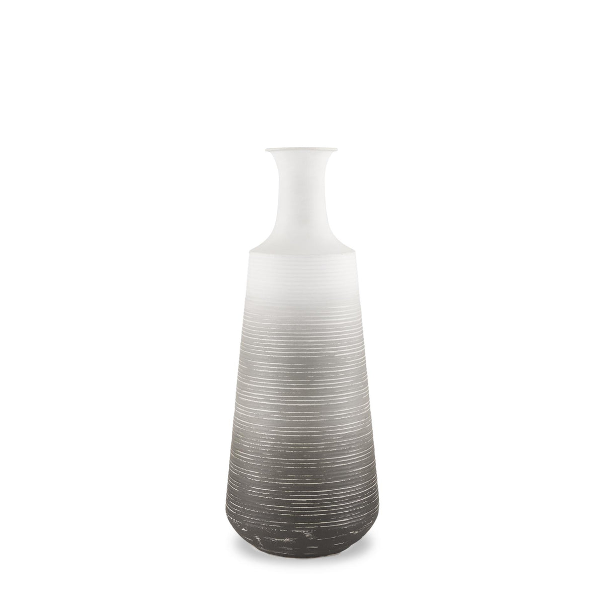 Mercana Toru Medium White w/ Grey Ombre Metal Vase