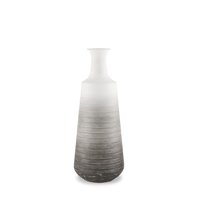 Mercana Toru Medium White w/ Grey Ombre Metal Vase