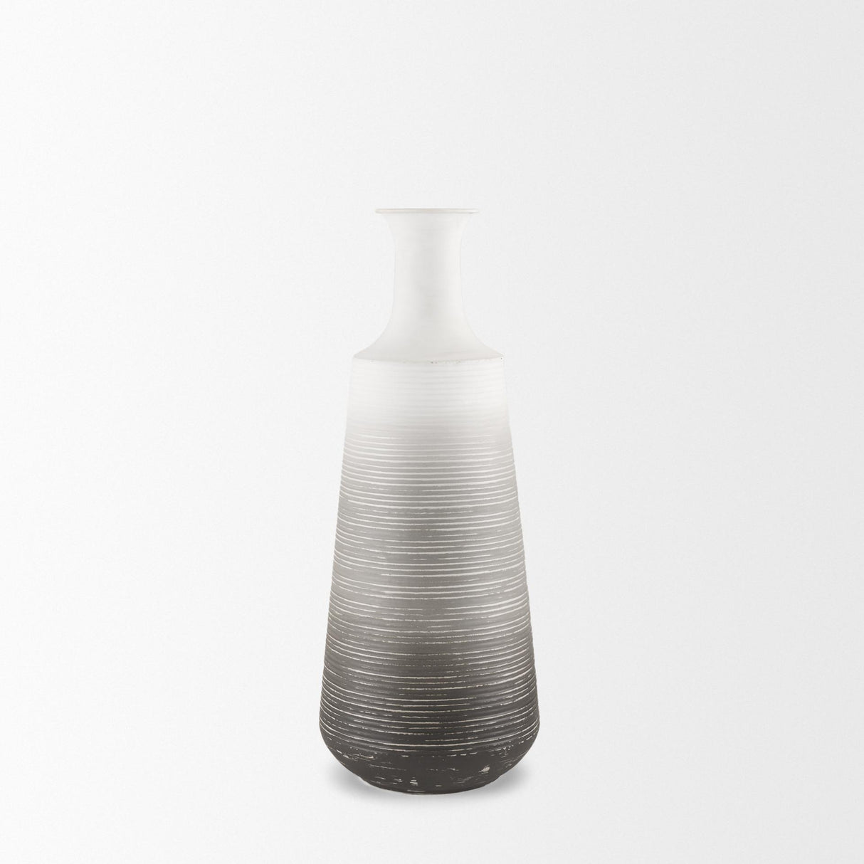 Mercana Toru Medium White w/ Grey Ombre Metal Vase