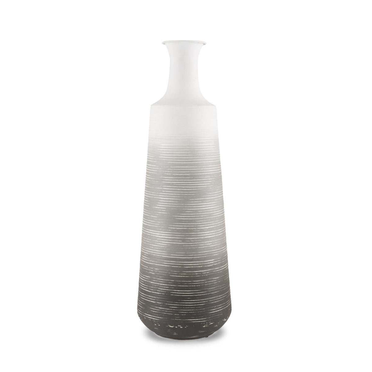 Mercana Toru Tall White w/ Grey Ombre Metal Vase