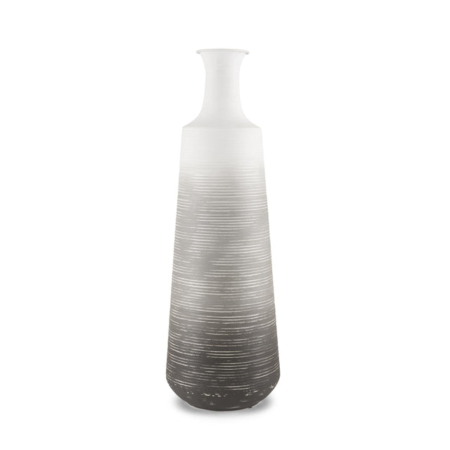 Mercana Toru Tall White w/ Grey Ombre Metal Vase