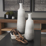 Mercana Toru Tall White w/ Grey Ombre Metal Vase