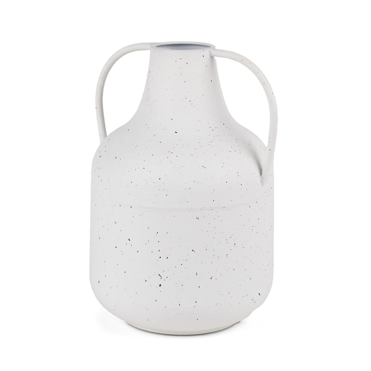 Mercana Treva Tall White w/ Black Speckles Metal Vase