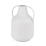 Mercana Treva Tall White w/ Black Speckles Metal Vase