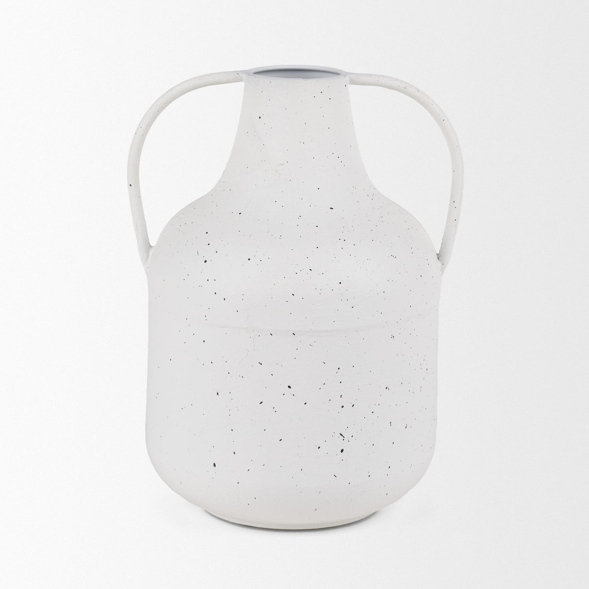 Mercana Treva Tall White w/ Black Speckles Metal Vase