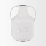 Mercana Treva Tall White w/ Black Speckles Metal Vase