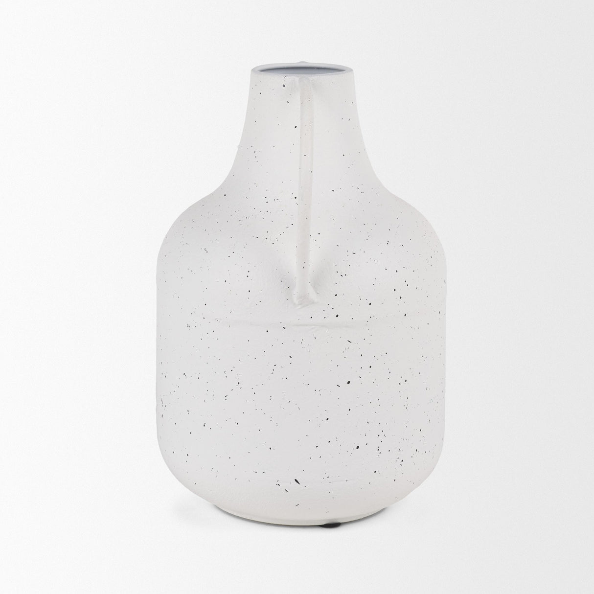 Mercana Treva Tall White w/ Black Speckles Metal Vase