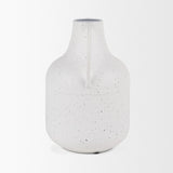 Mercana Treva Tall White w/ Black Speckles Metal Vase