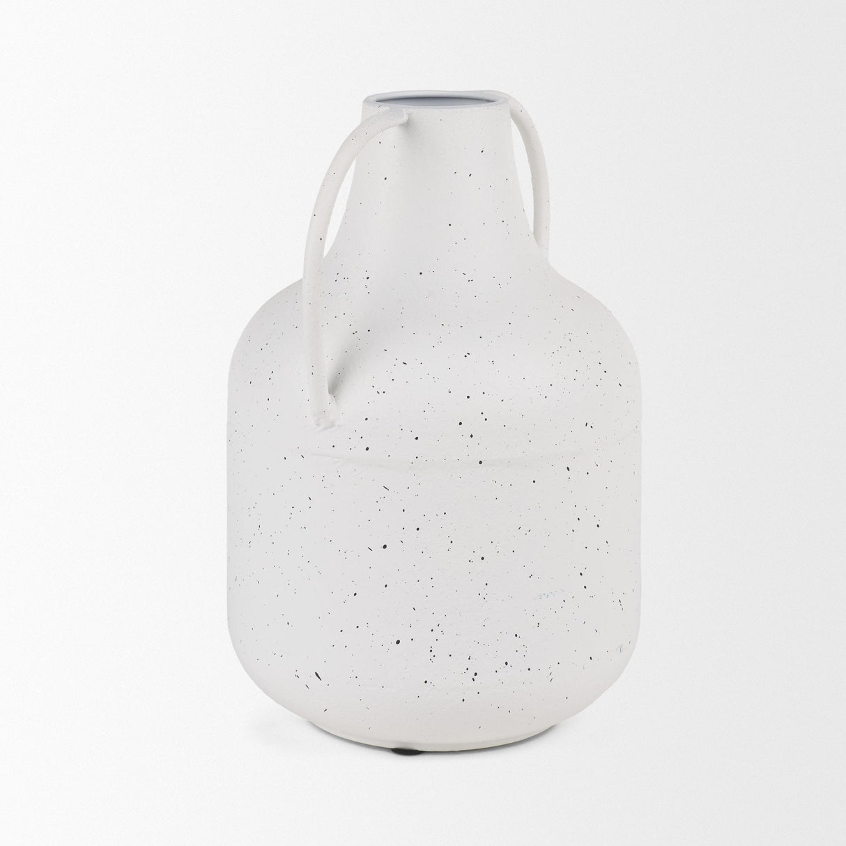 Mercana Treva Tall White w/ Black Speckles Metal Vase