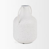 Mercana Treva Tall White w/ Black Speckles Metal Vase