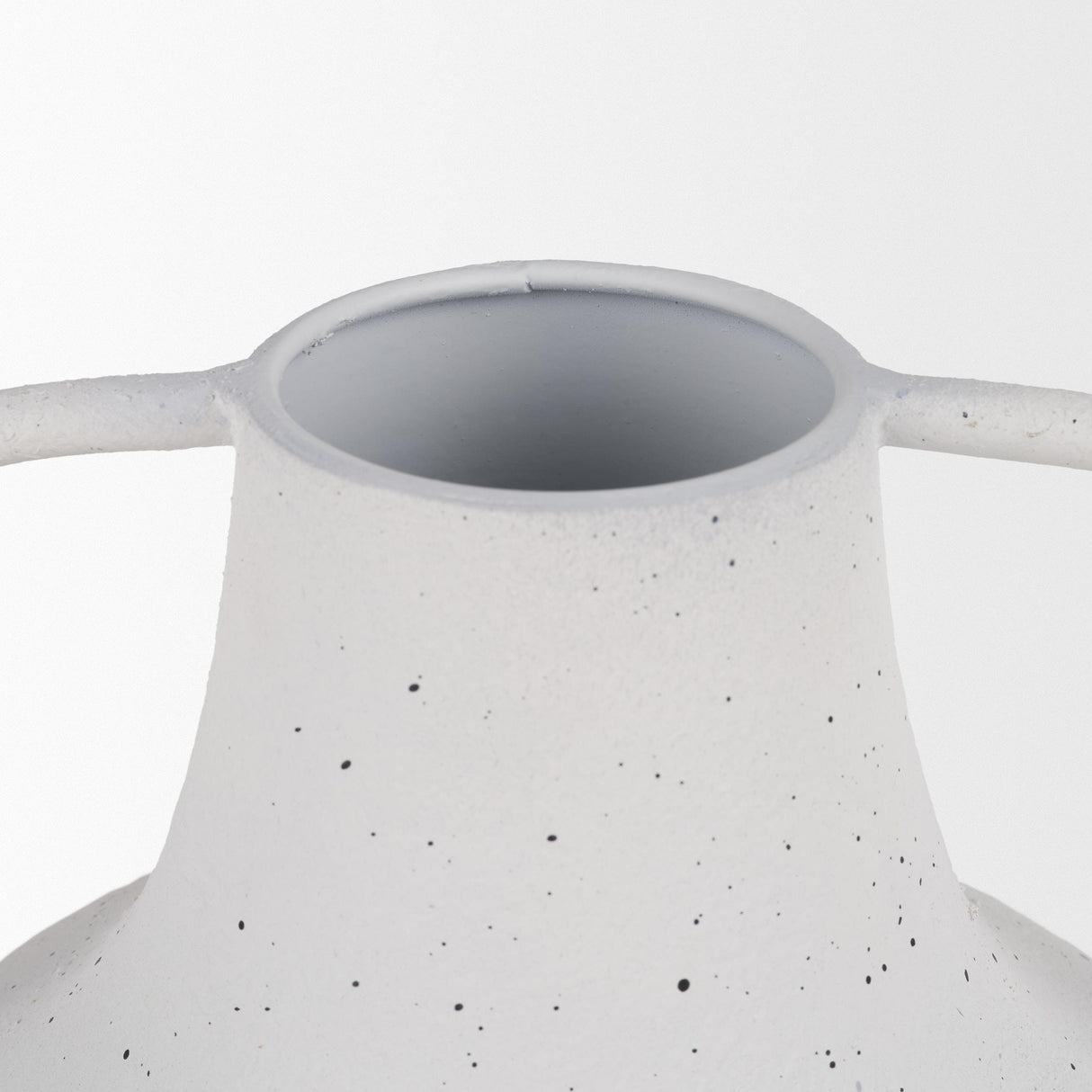 Mercana Treva Tall White w/ Black Speckles Metal Vase
