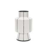 Mercana Dinah Small White w/ Black Stripes Ceramic Vase