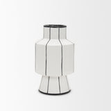 Mercana Dinah Small White w/ Black Stripes Ceramic Vase