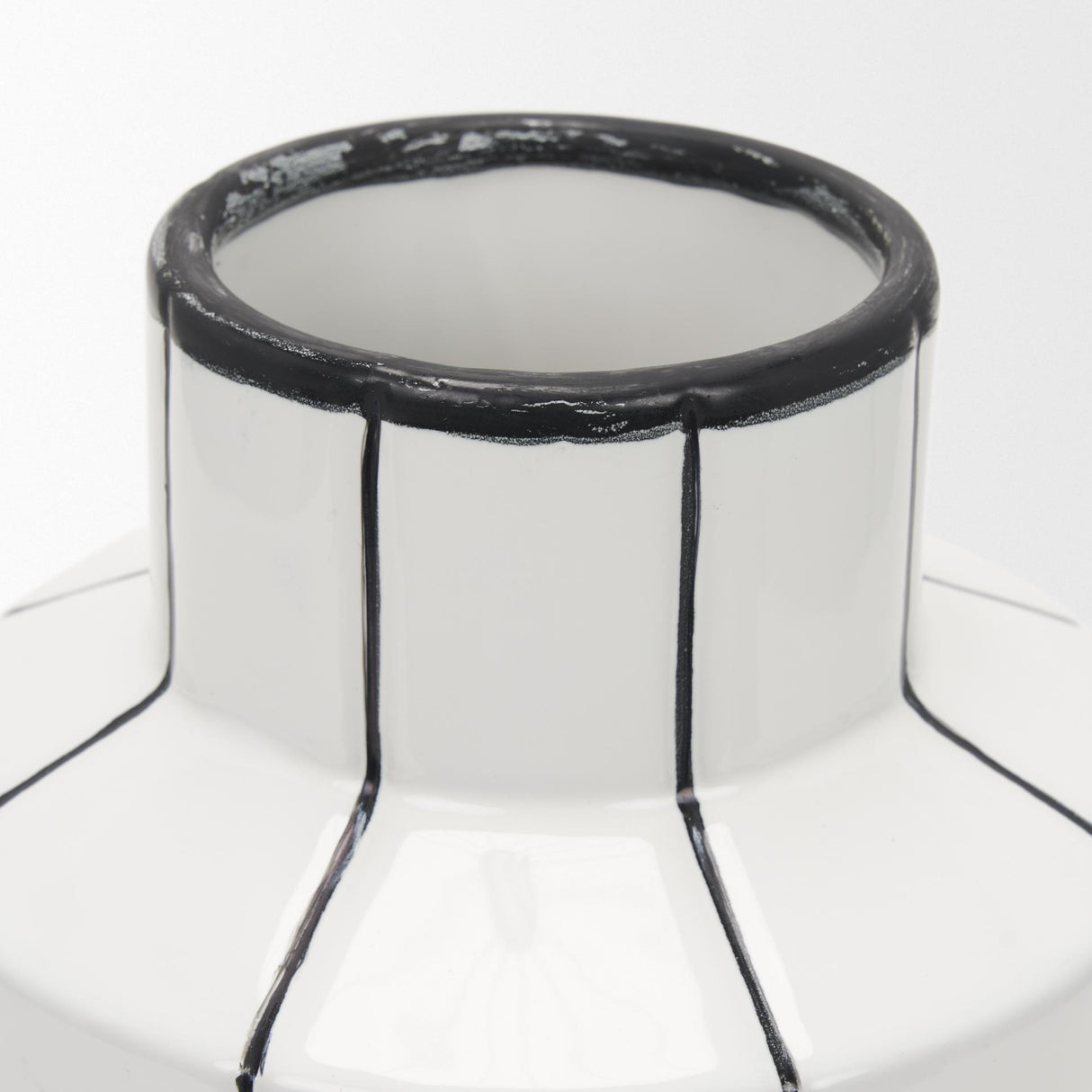 Mercana Dinah Small White w/ Black Stripes Ceramic Vase