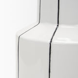 Mercana Dinah Small White w/ Black Stripes Ceramic Vase