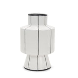 Mercana Dinah Large White w/ Black Stripes Ceramic Vase