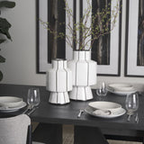 Mercana Dinah Large White w/ Black Stripes Ceramic Vase