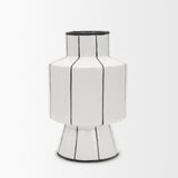 Mercana Dinah Large White w/ Black Stripes Ceramic Vase