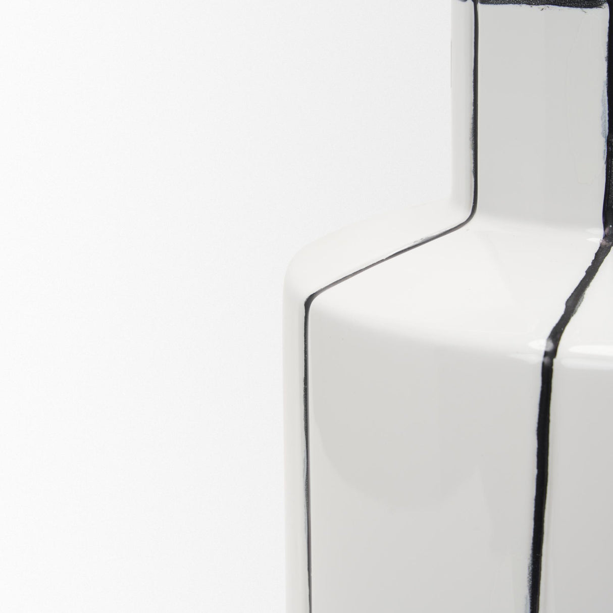 Mercana Dinah Large White w/ Black Stripes Ceramic Vase