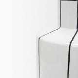 Mercana Dinah Large White w/ Black Stripes Ceramic Vase